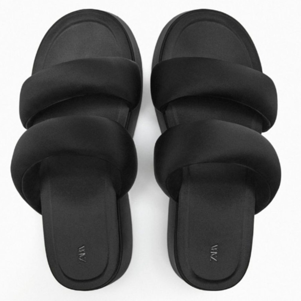 ZARA Black padded strap platform